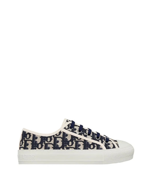 CD Sneaker Oblique Embroidered Cotton Deep Blue