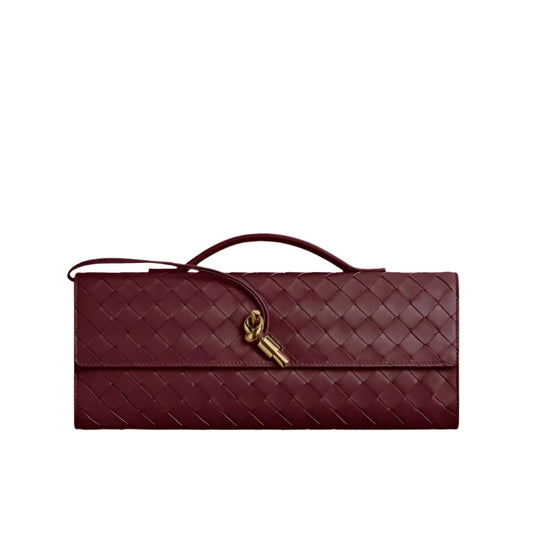 Andiamo Top Handle Clutch Intrecciato Leather - Maroon