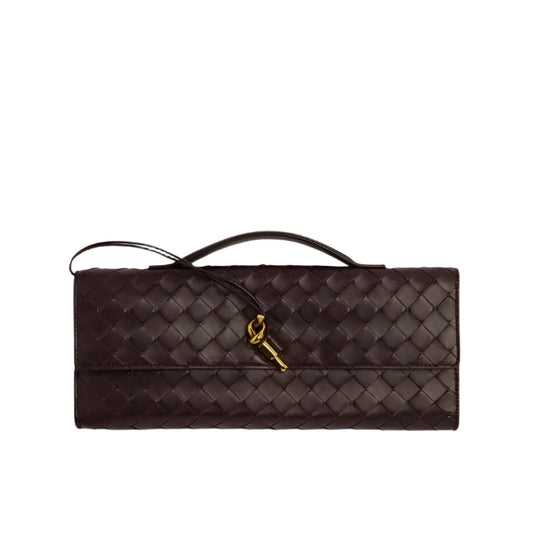 Andiamo Top Handle Clutch Intrecciato Leather - Brown