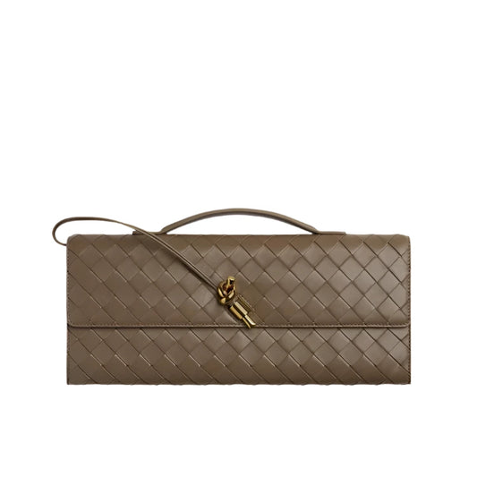 Andiamo Top Handle Clutch Intrecciato Leather - Pinecone