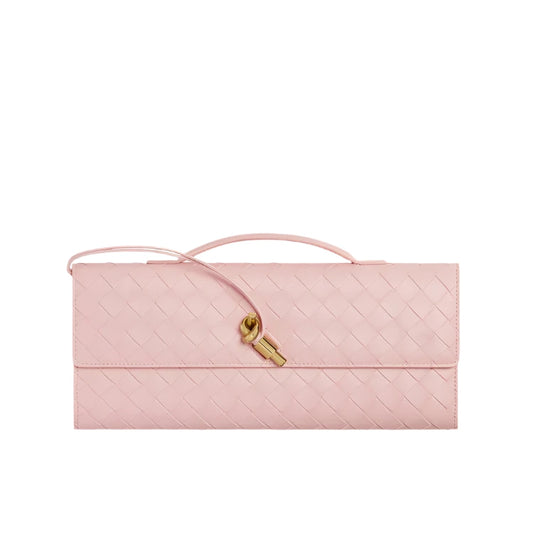 Andiamo Top Handle Clutch Intrecciato Leather - Light Pink