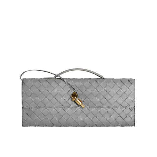 Andiamo Top Handle Clutch Intrecciato Leather - Grey