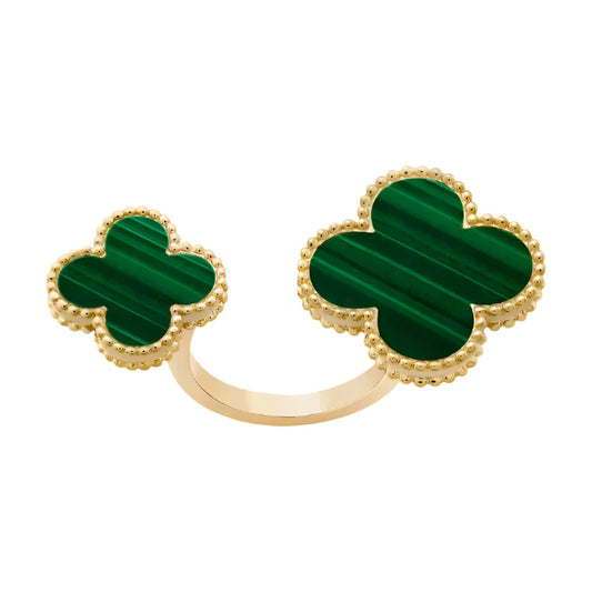 Magic Alhambra Between the Finger Ring - Yellow Gold Malachite